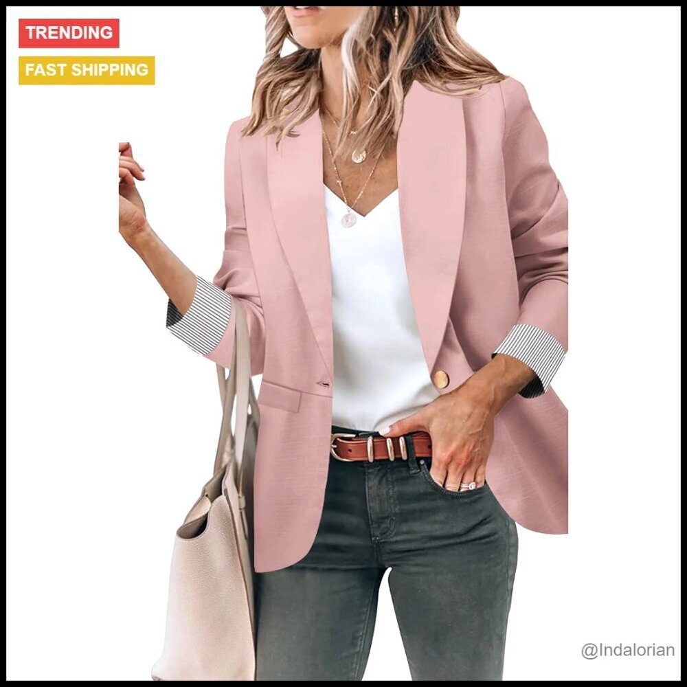 Open Front Blazer Jacket Long Sleeve Work Office Casual Chic Classic Minimal